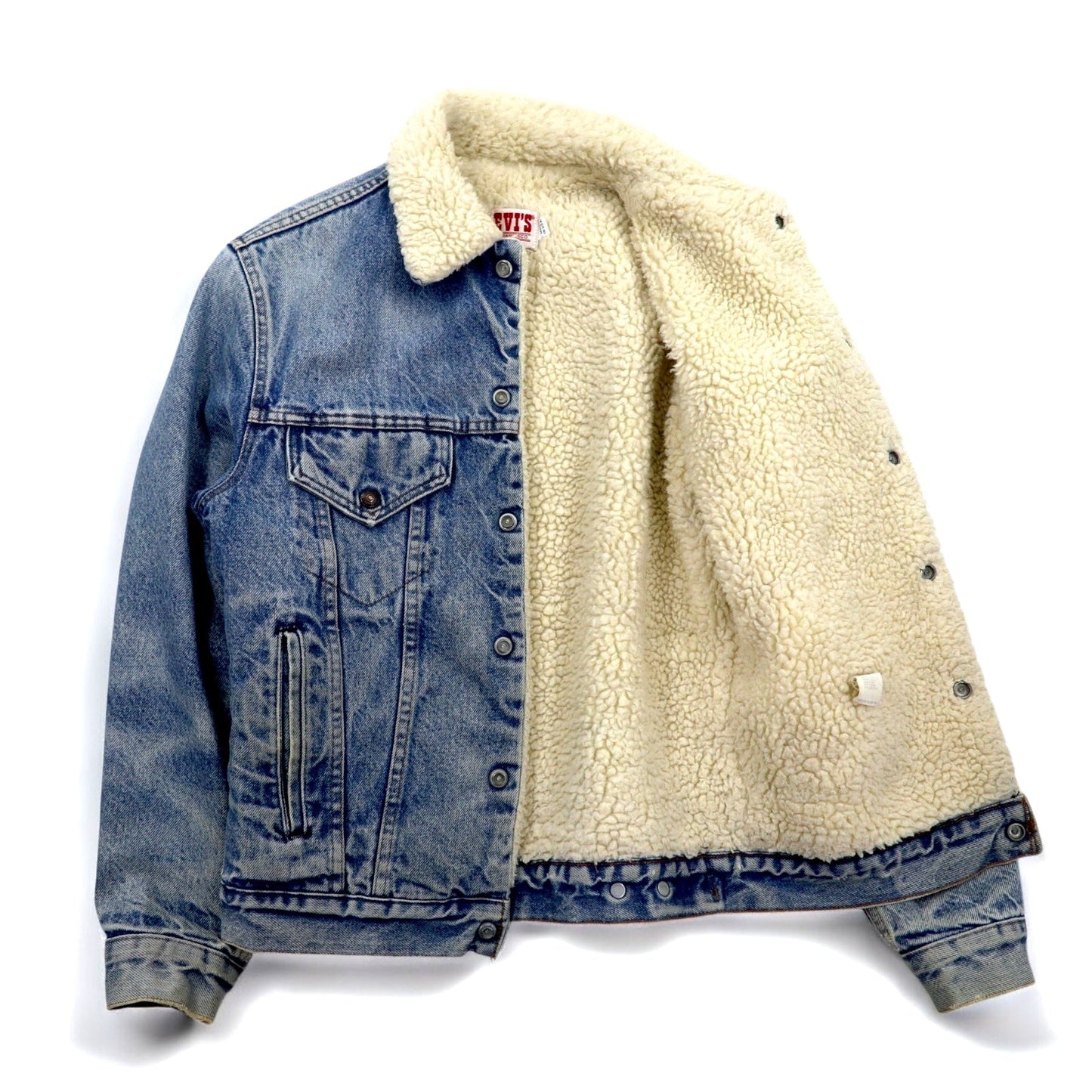 LEVI'S SAN FRANCISCO 80年代 USA製 シェルパ トラッカー ボア デニムジャケット Gジャン XS ブルー コットン 70608 0216