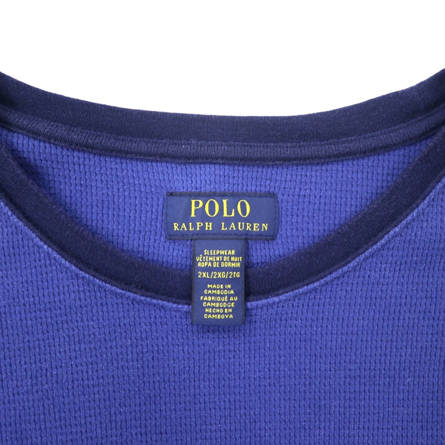POLO RALPH LAUREN サーマル ロングスリーブ Tシャツ ロンT 2XL ブルー コットン エンブレムロゴ刺繍