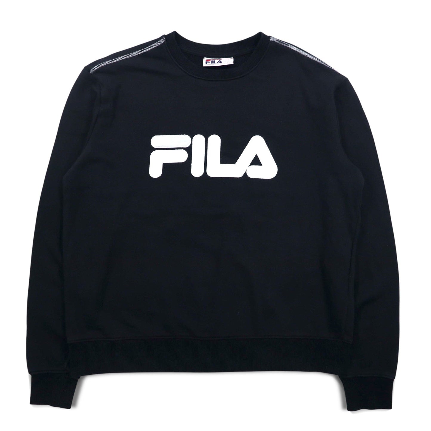 FILA クルーネック スウェット XL ブラック コットン クラシック ロゴプリント