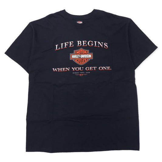 HARLEY DAVIDSON USA製 ロゴプリント Tシャツ 2XL ブラック コットン Arkansas 両面プリント Hanes BEEFY-T ビッグサイズ