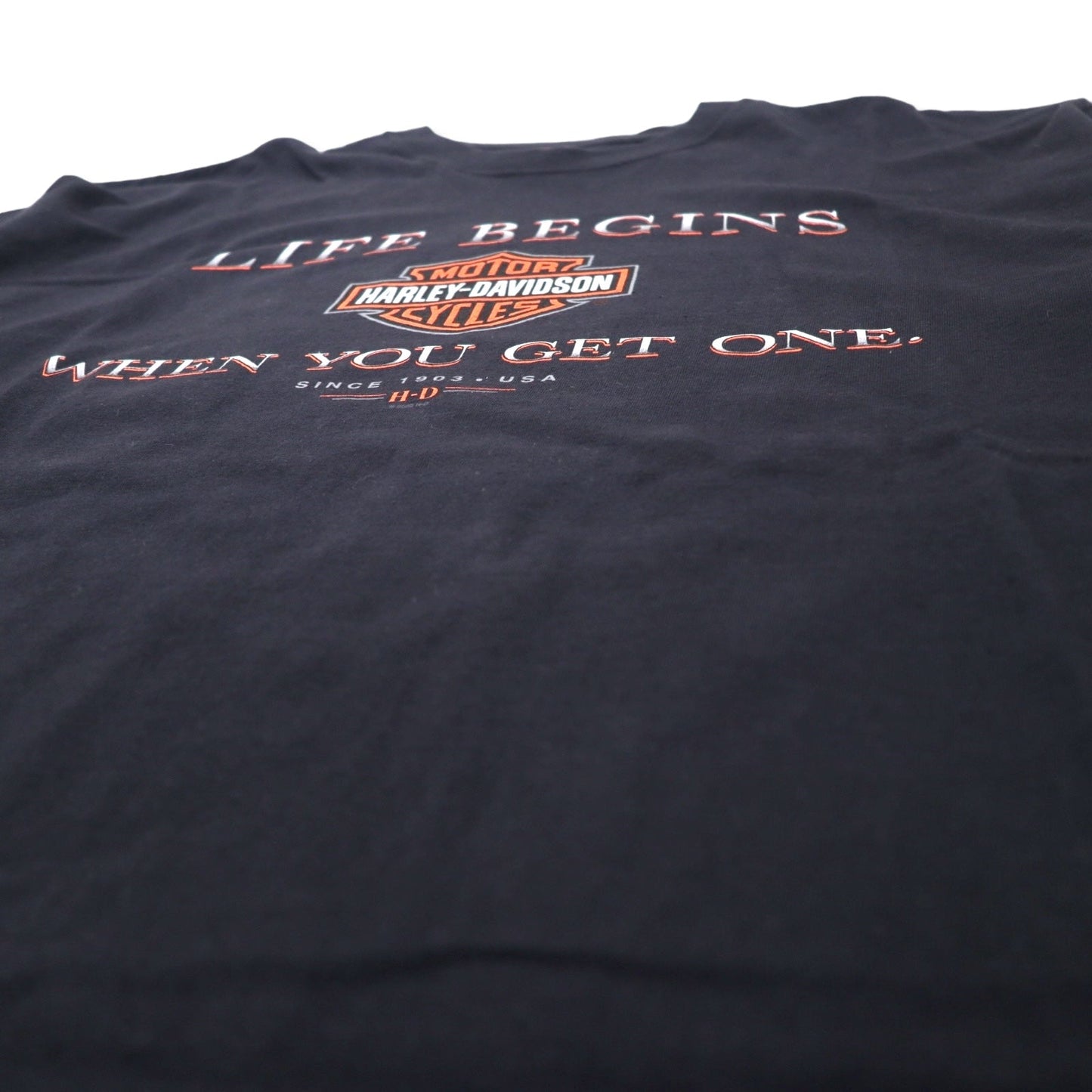 HARLEY DAVIDSON USA製 ロゴプリント Tシャツ 2XL ブラック コットン Arkansas 両面プリント Hanes BEEFY-T ビッグサイズ