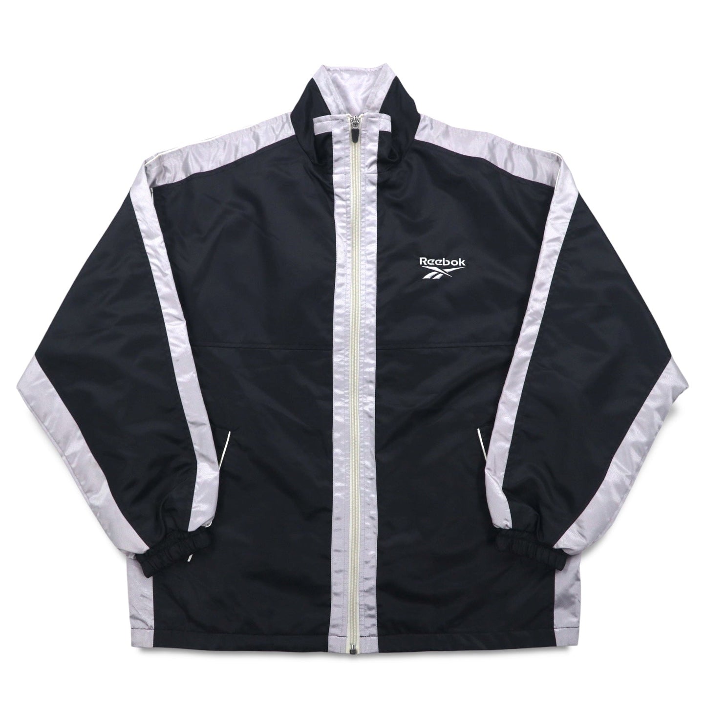 Reebok 90年代 ナイロンジャケット トラックジャケット ジャージ L ブラック グレー ロゴ刺繍