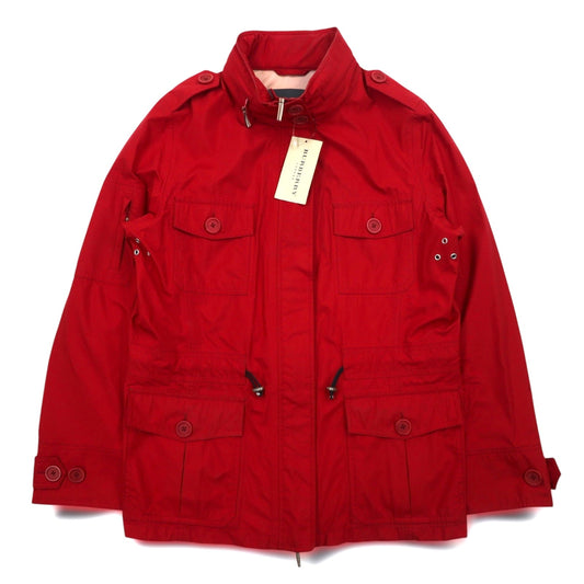 BURBERRY パッカブル フィールドジャケット M レッド WATERPROOF 防水 ドローコード フード収納式 WENDY