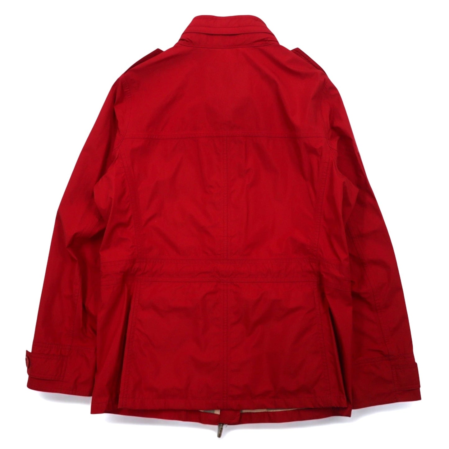 BURBERRY パッカブル フィールドジャケット M レッド WATERPROOF 防水 ドローコード フード収納式 WENDY