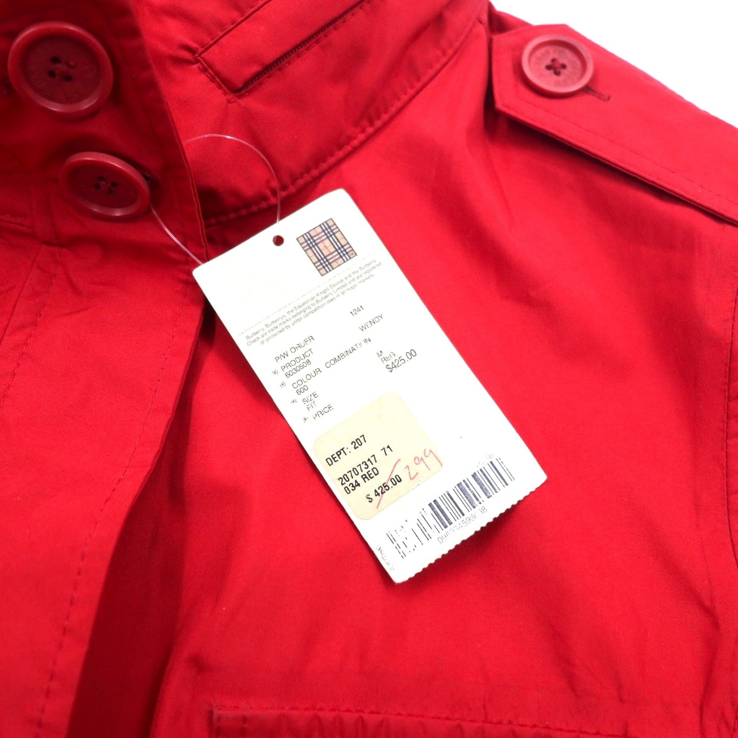 BURBERRY パッカブル フィールドジャケット M レッド WATERPROOF 防水 ドローコード フード収納式 WENDY