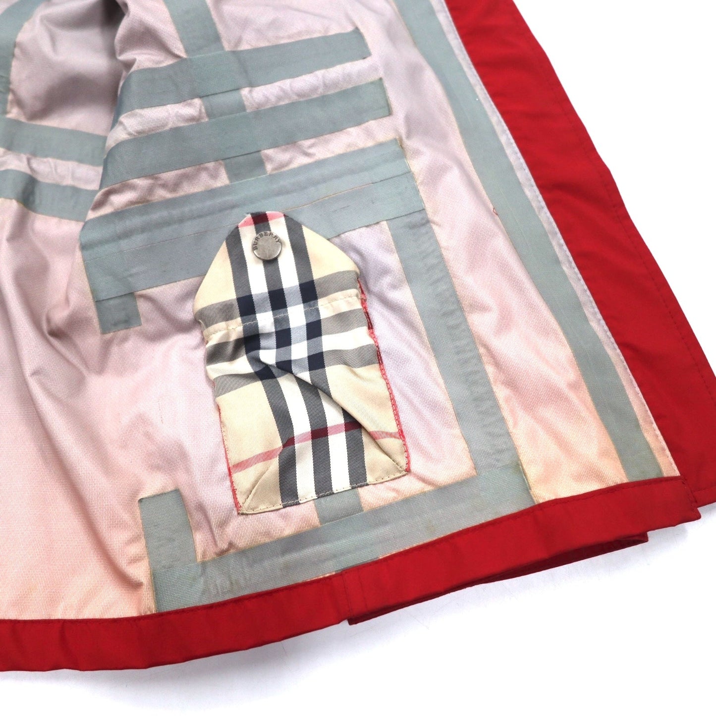BURBERRY パッカブル フィールドジャケット M レッド WATERPROOF 防水 ドローコード フード収納式 WENDY