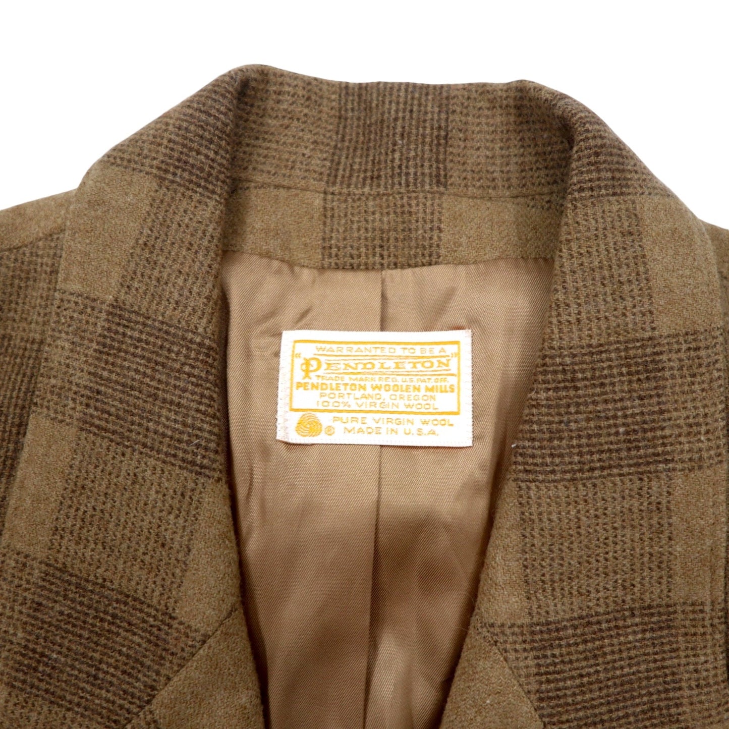 PENDLETON USA製 70年代 ツイード ダブル テーラードジャケット XL ベージュ チェック ウール 白タグ