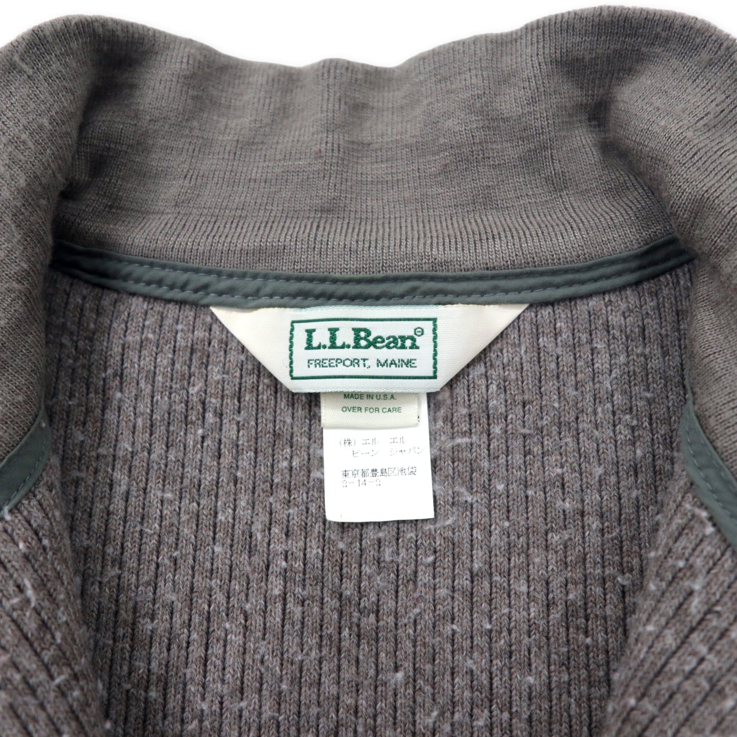 L.L.Bean USA製 80年代 ハーフジップ ボアフリースジャケット L グレー アクリル 三角タグ X808 ビッグサイズ