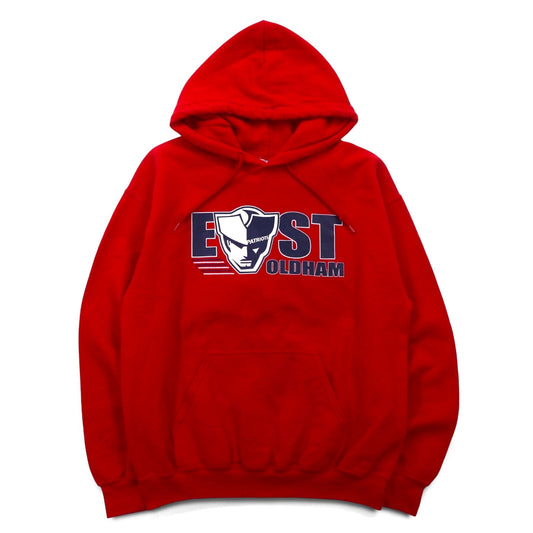 GILDAN プルオーバー パーカー M レッド コットン 裏起毛 EAST PATRIOTS OLDHAM