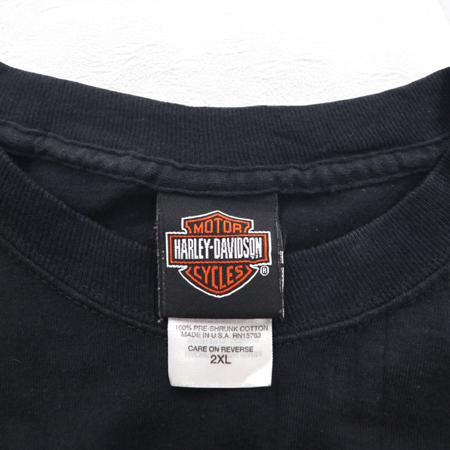 HARLEY DAVIDSON 00年代 USA製 ブルー ファイヤーパターン 両面プリント Tシャツ 2XL ブラック SOMERSET ビッグサイズ