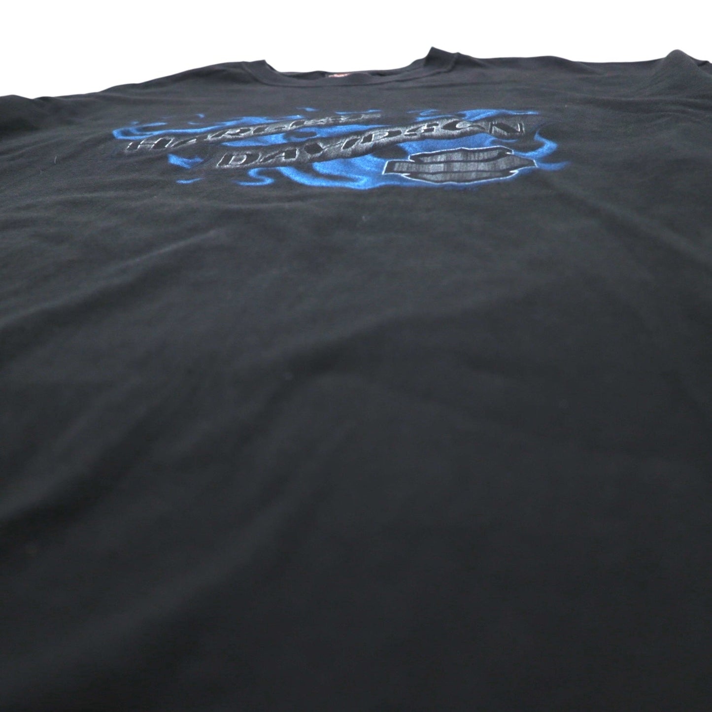 HARLEY DAVIDSON 00年代 USA製 ブルー ファイヤーパターン 両面プリント Tシャツ 2XL ブラック SOMERSET ビッグサイズ