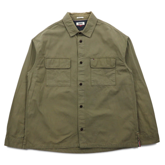 TOMMY JEANS オーバーサイズフィット ワークシャツ XL カーキ コットン OVERSIZED FIT DM0DM4203