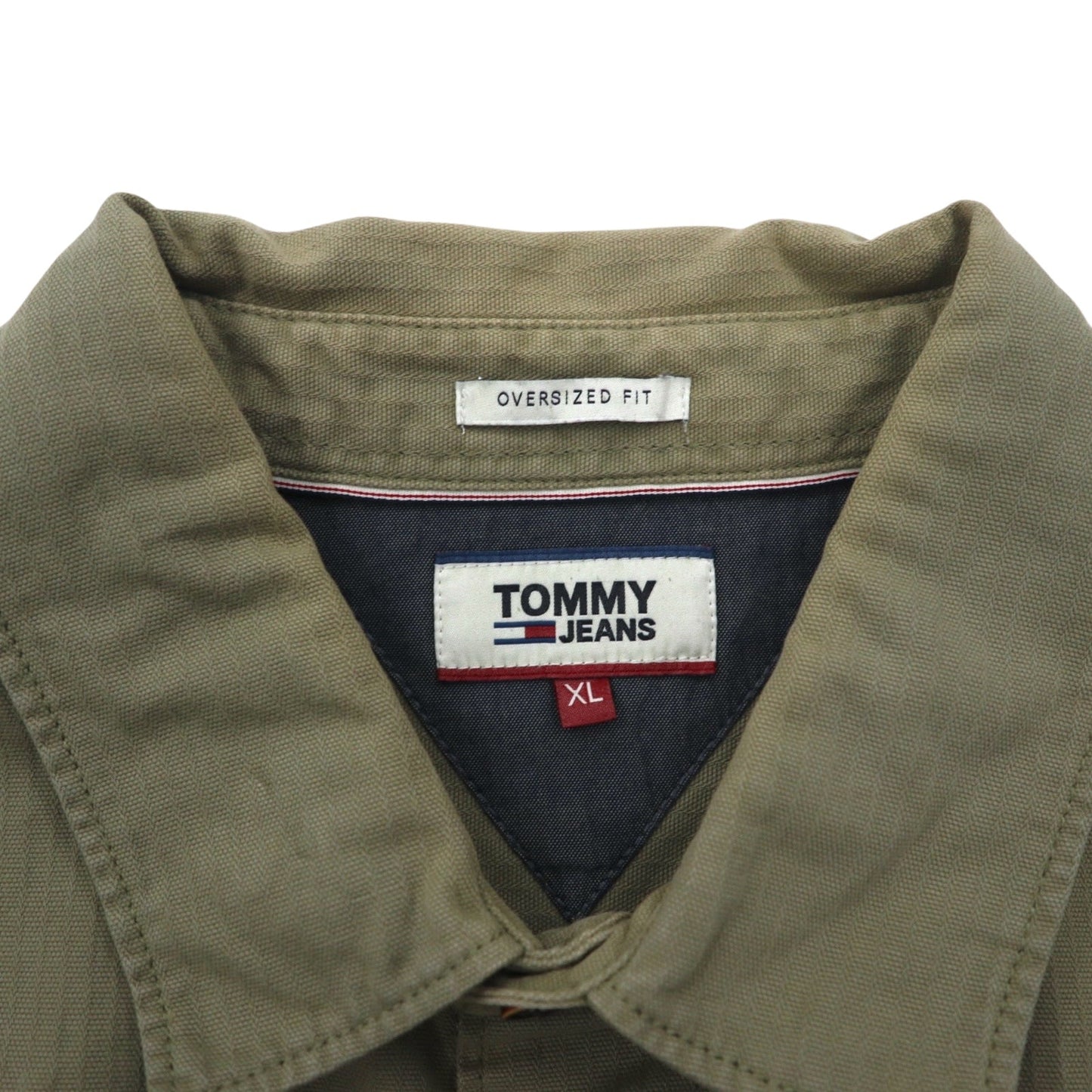 TOMMY JEANS オーバーサイズフィット ワークシャツ XL カーキ コットン OVERSIZED FIT DM0DM4203