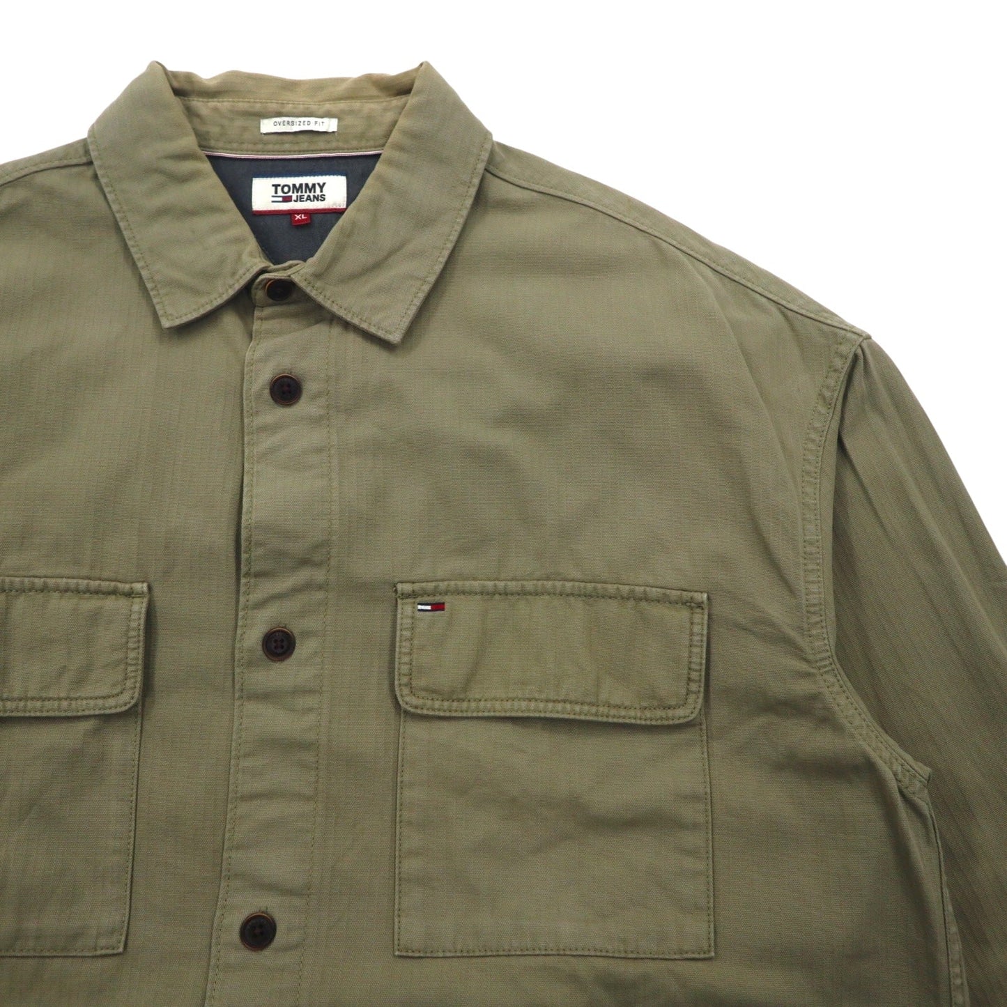TOMMY JEANS オーバーサイズフィット ワークシャツ XL カーキ コットン OVERSIZED FIT DM0DM4203
