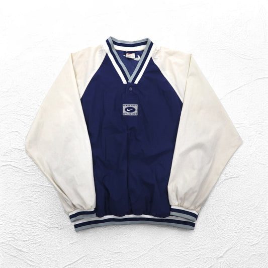 NIKE 90年代 銀タグ リブライン ピステ プルオーバー ナイロンジャケット L ネイビー スウォッシュ