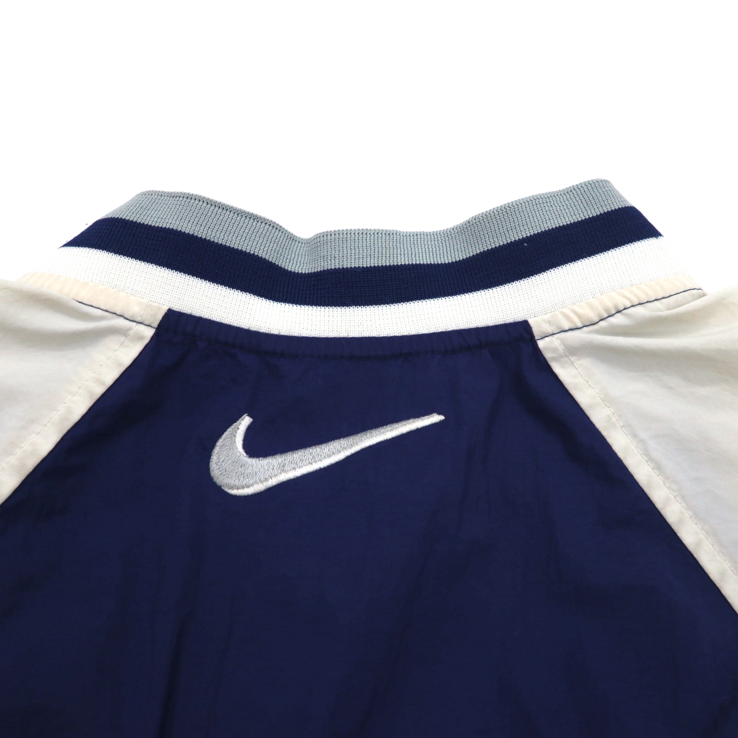 NIKE 90年代 銀タグ リブライン ピステ プルオーバー ナイロンジャケット L ネイビー スウォッシュ