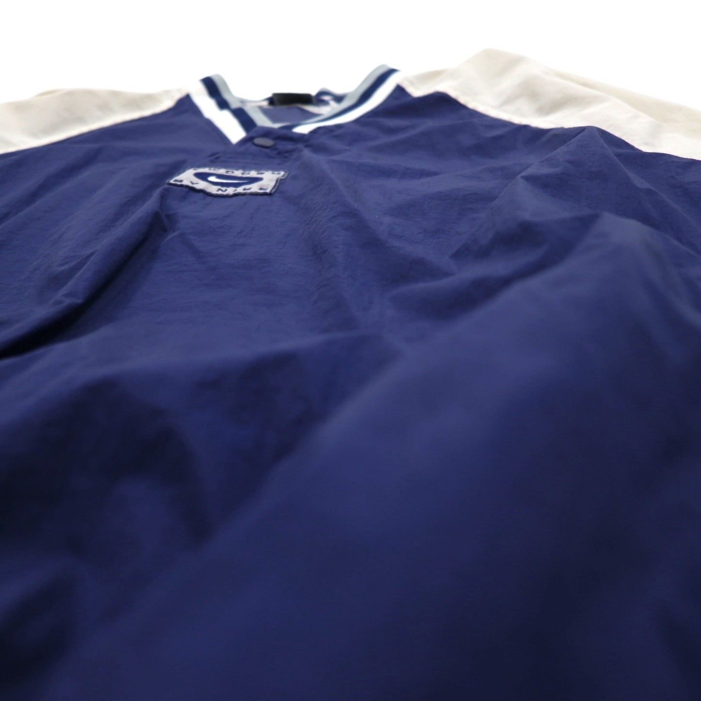 NIKE 90年代 銀タグ リブライン ピステ プルオーバー ナイロンジャケット L ネイビー スウォッシュ