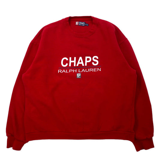 CHAPS RALPH LAUREN 90年代 ロゴプリント スウェット XL レッド コットン 裏起毛 ビッグサイズ