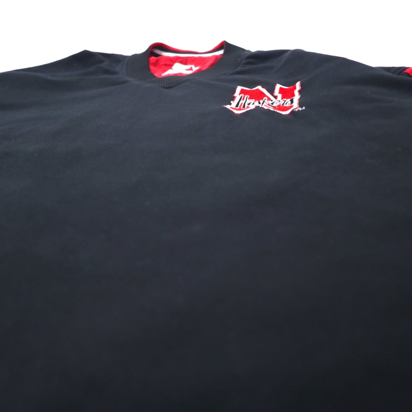 STARTER 90年代 リバーシブル ピステ プルオーバー ナイロンジャケット XL ブラック レッド カレッジ NEBRASKA HUSKERS