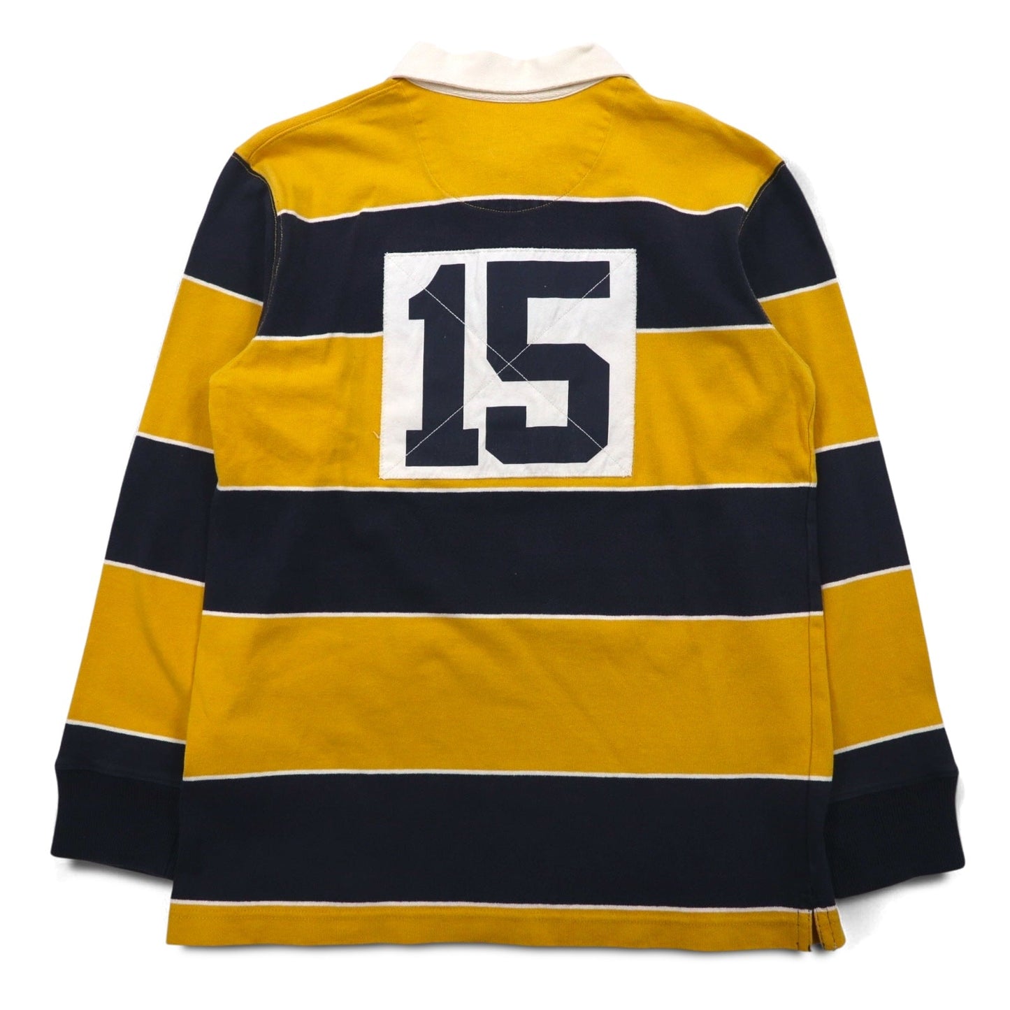 abercrombie 90年代 ボーダー ラガーシャツ M イエロー ネイビー ナンバリング ワッペン