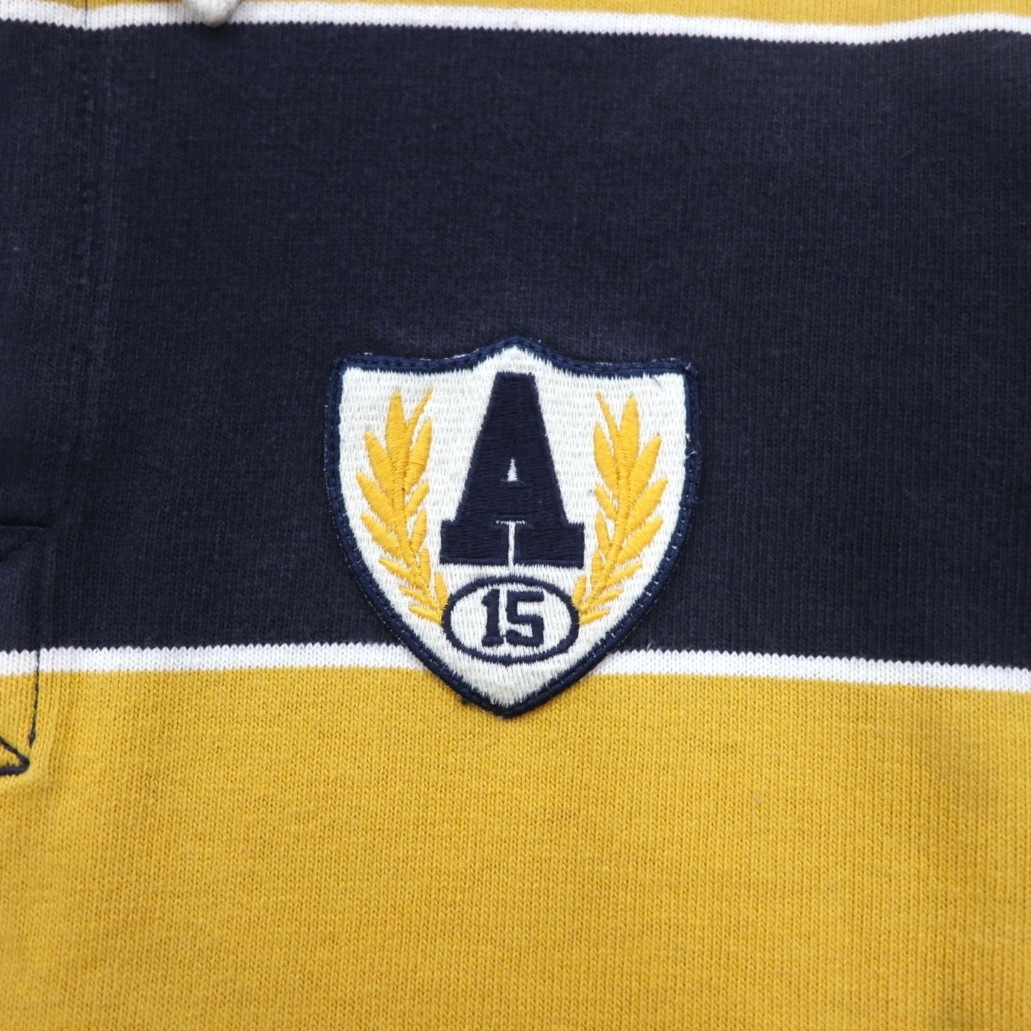 abercrombie 90年代 ボーダー ラガーシャツ M イエロー ネイビー ナンバリング ワッペン