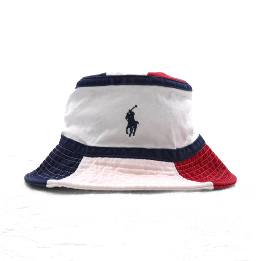 POLO RALPH LAUREN バケットハット FREE ホワイト ネイビー レッド トリコロール スモールポニー刺繍
