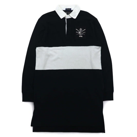 POLO RALPH LAUREN ラガーシャツ ワンピース FREE ブラック コットン エンブレムロゴ刺繍