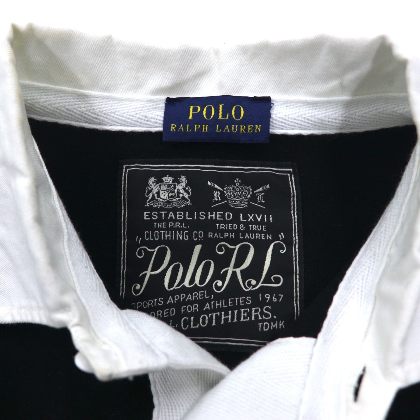 POLO RALPH LAUREN ラガーシャツ ワンピース FREE ブラック コットン エンブレムロゴ刺繍