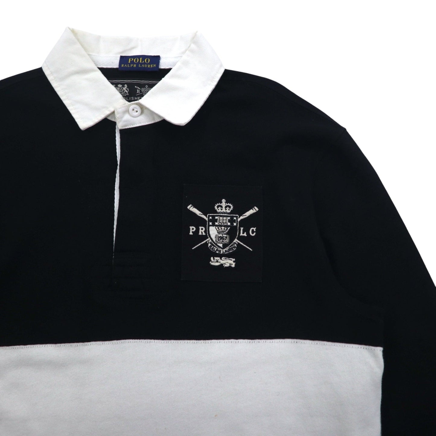 POLO RALPH LAUREN ラガーシャツ ワンピース FREE ブラック コットン エンブレムロゴ刺繍