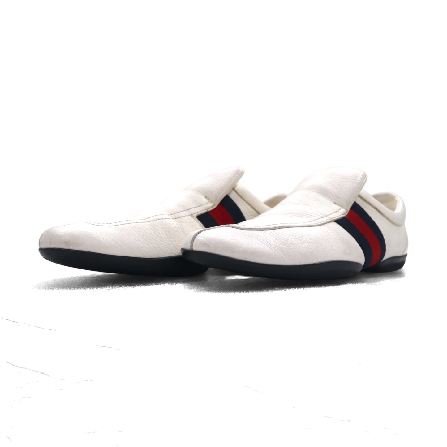 GUCCI イタリア製 シェリーライン ドライビングシューズ スリッポン スニーカー 28cm ホワイト レザー 108445