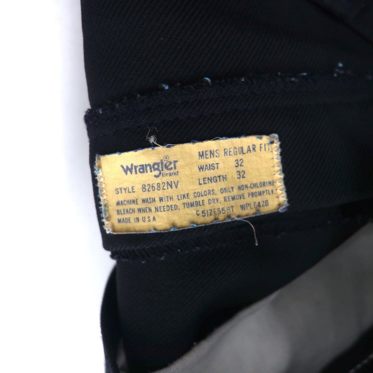 Wrangler USA製 70年代 ランチャー ドレス ブーツカット パンツ M ネイビー センタープレス 42TALONジップ 82682NV