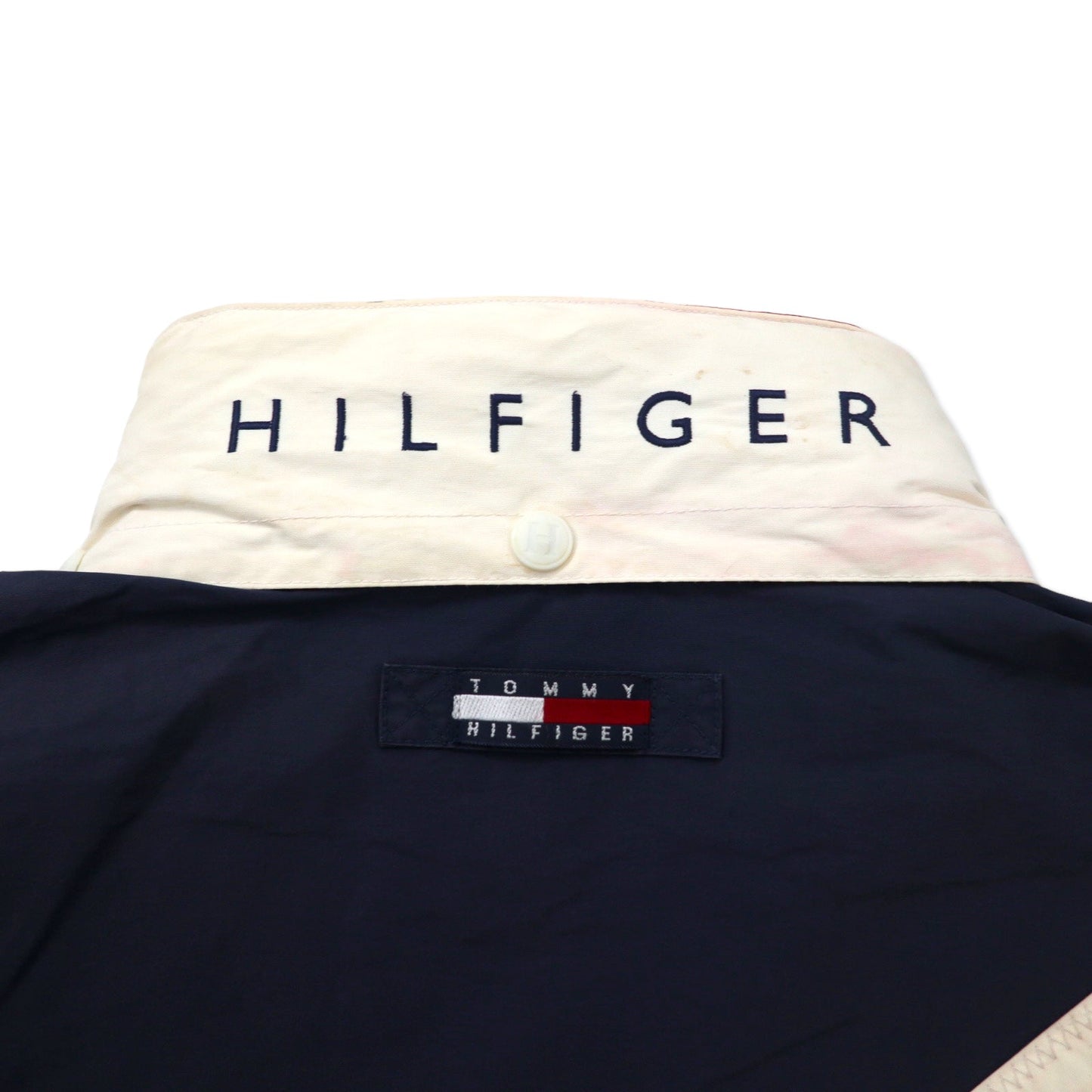 TOMMY HILFIGER 90年代 セーリングジャケット L イエロー ネイビー ナイロン フード収納式