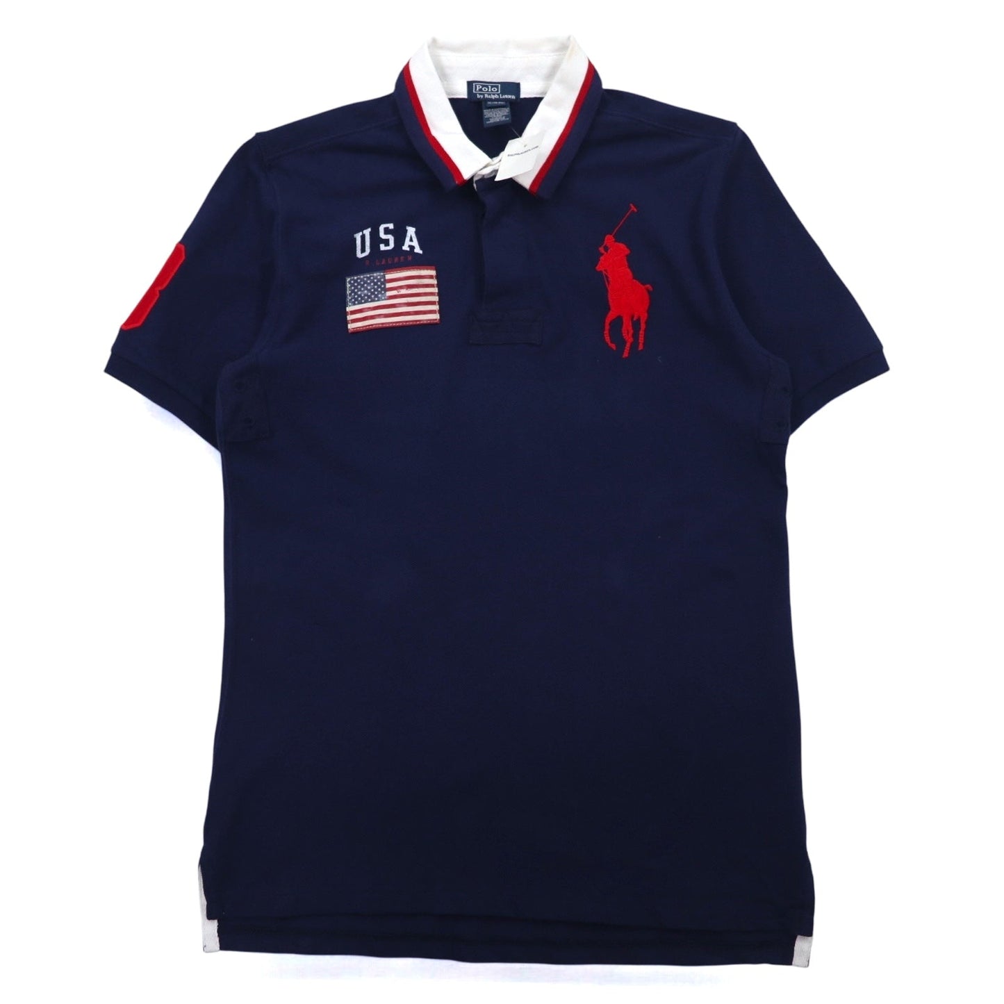 Polo by Ralph Lauren ビッグポニー ポロシャツ XL ネイビー コットン 鹿の子 星条旗 グアテマラ製 未使用品