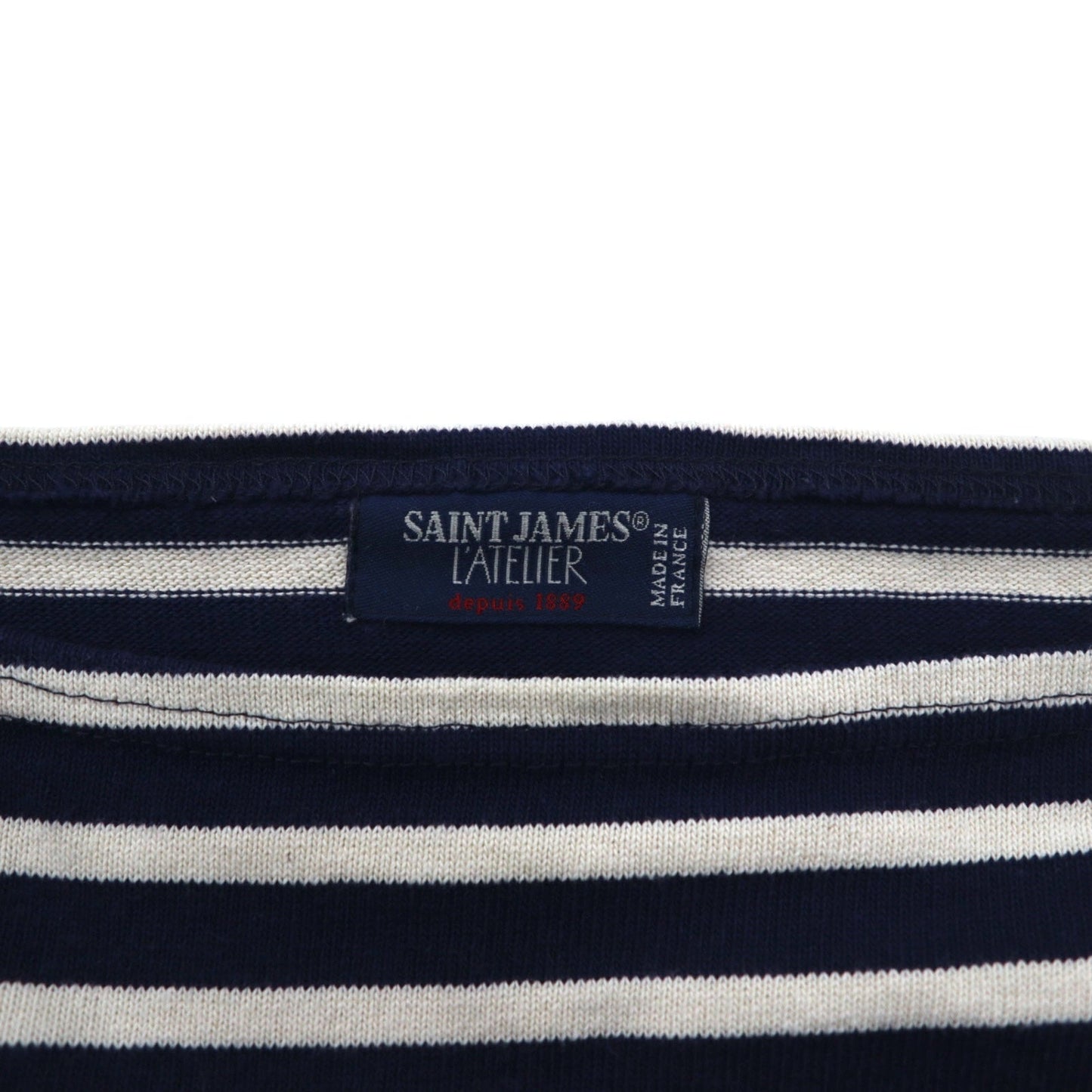 SAINT JAMES L'ATELIER フランス製 バスクシャツ ボートネック L ホワイト ネイビー ボーダー