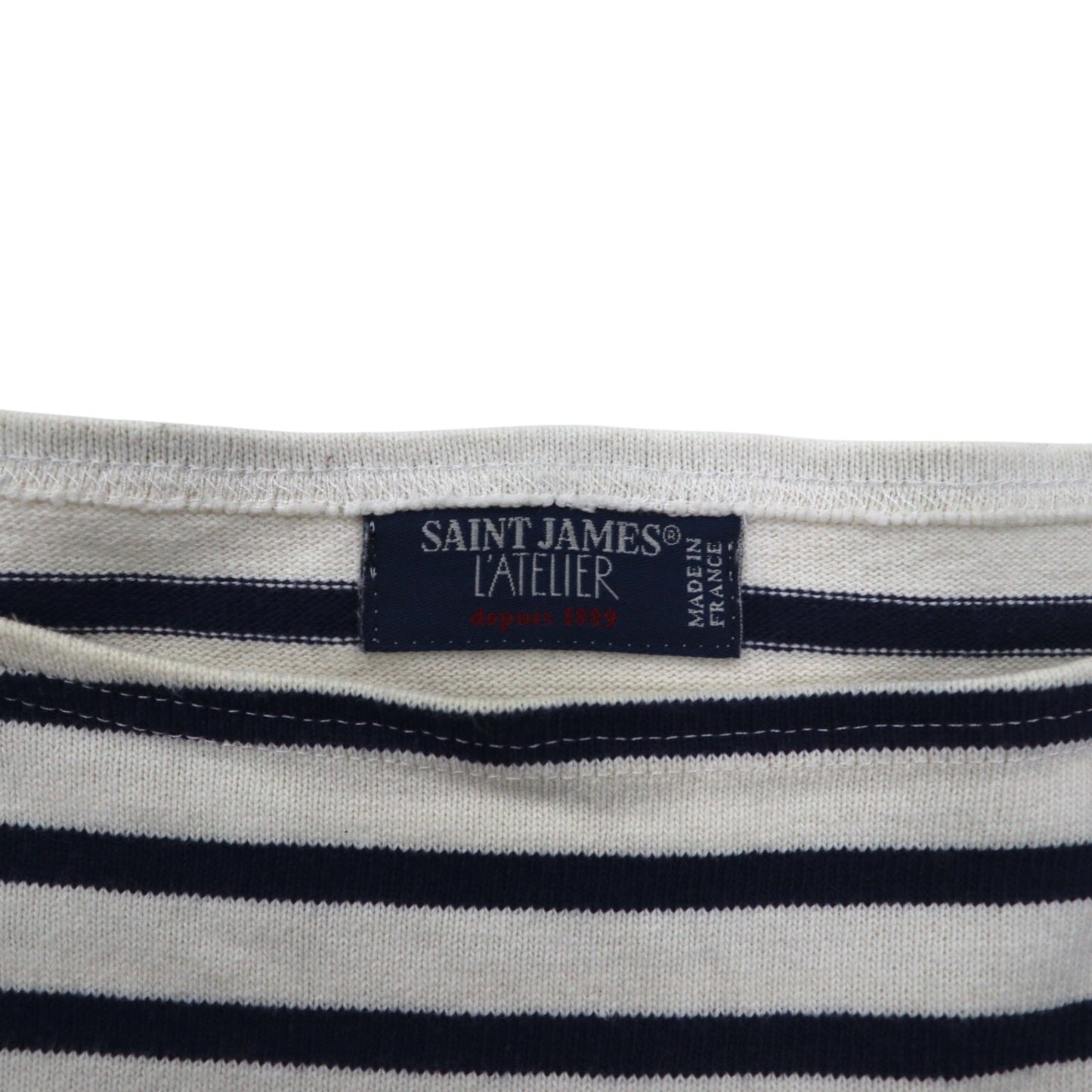 SAINT JAMES L'ATELIER フランス製 バスクシャツ ボートネック L ホワイト ネイビー ボーダー