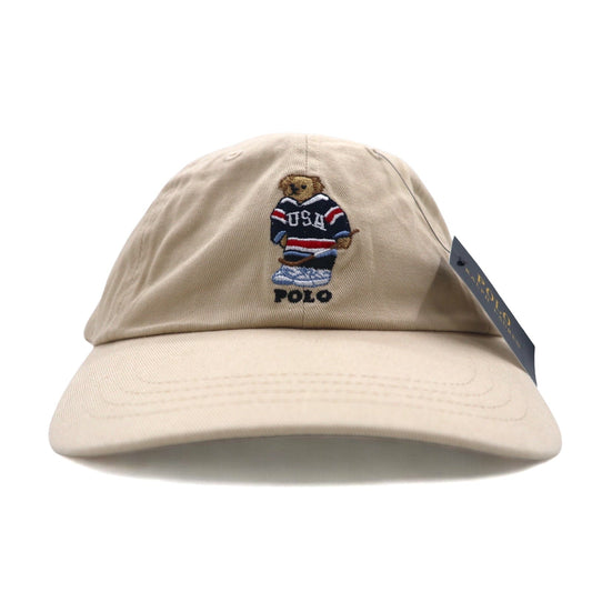 POLO RALPH LAUREN ポロベア ベースボールキャップ ONE ベージュ コットン ロゴ刺繍 710548524004 BSR 未使用品