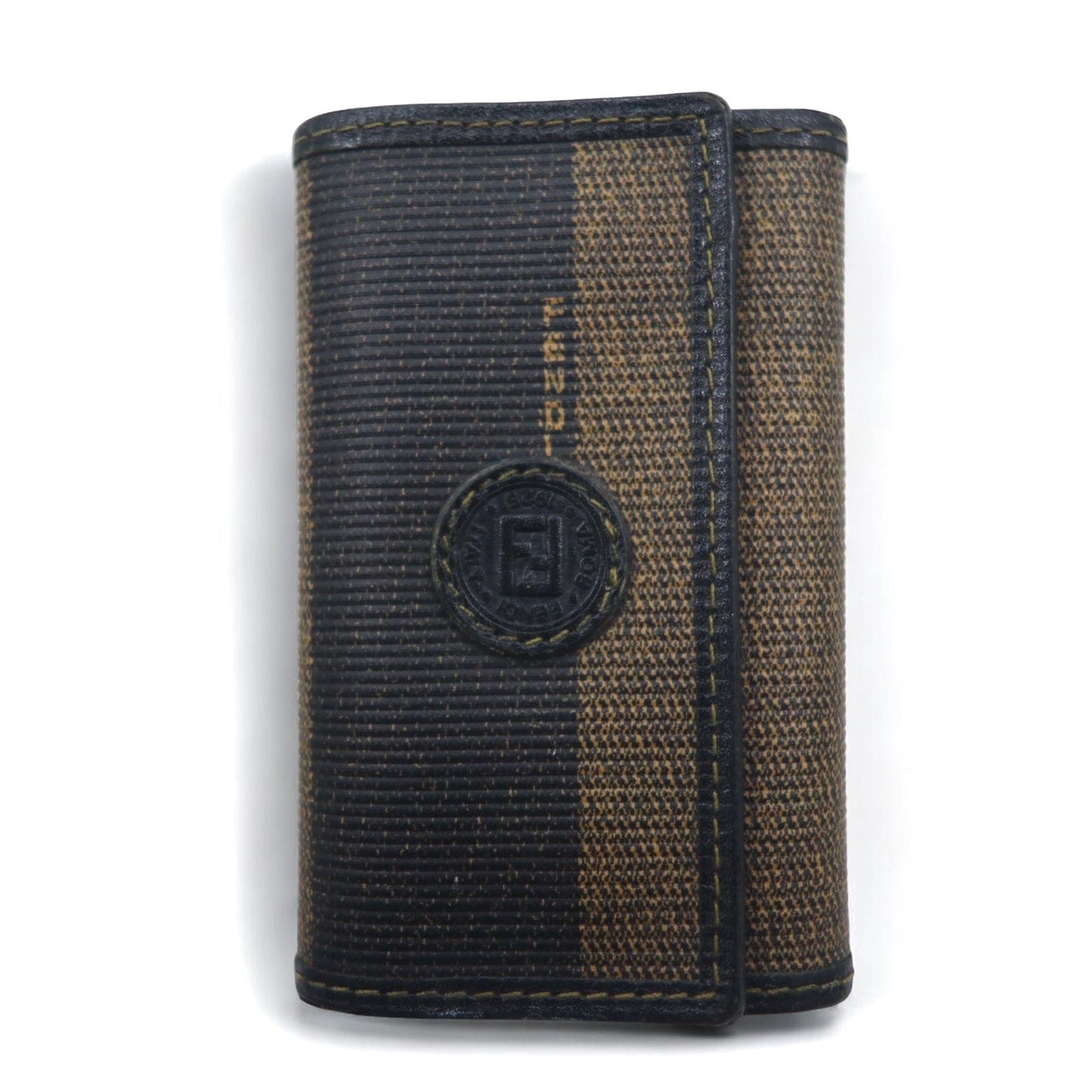 FENDI イタリア製 ペカン 6連 キーケース ブラック ベージュ PVC レザー 2284/513516