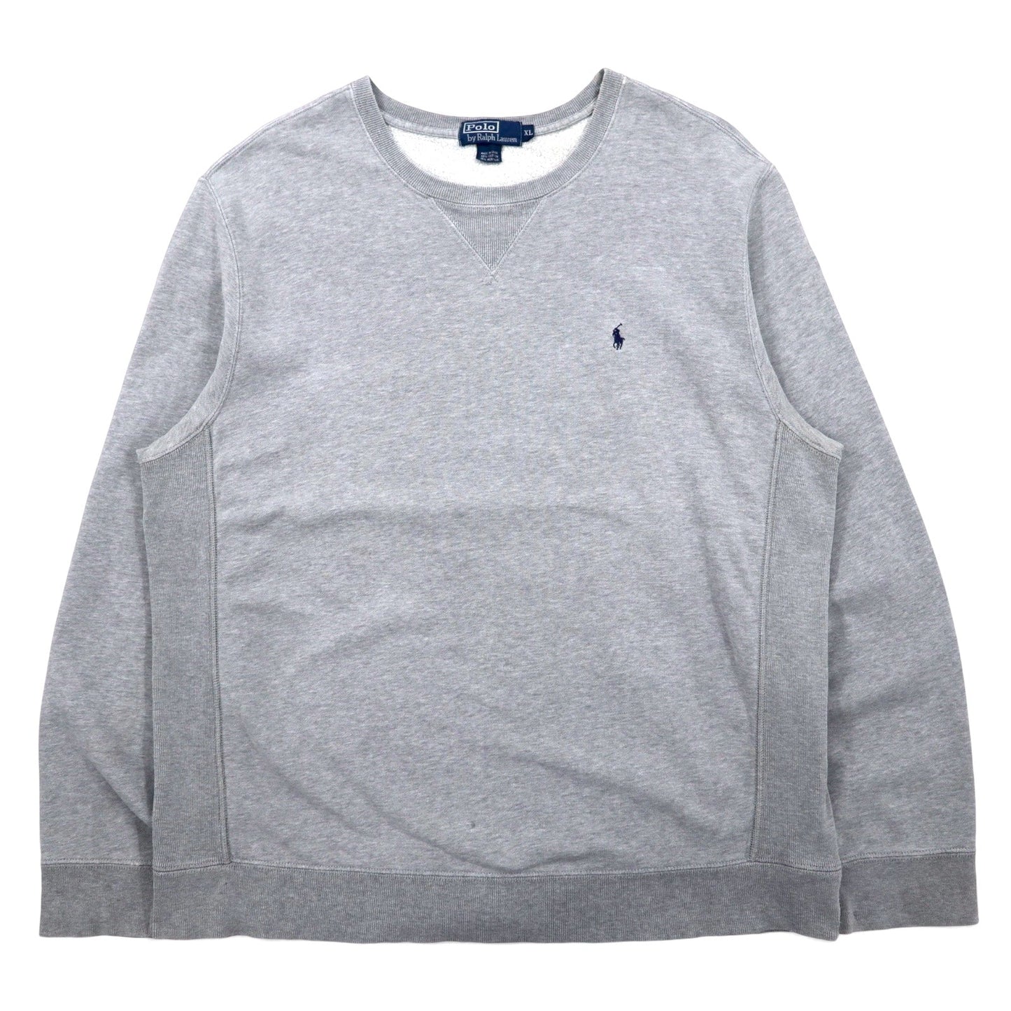 Polo by Ralph Lauren 90年代 リバースウィーブ スウェット XL グレー コットン 前V スモールポニー 刺繍