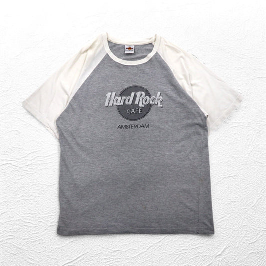 Hard Rock CAFE ラグラン Tシャツ XL グレー コットン AMSTERDAM