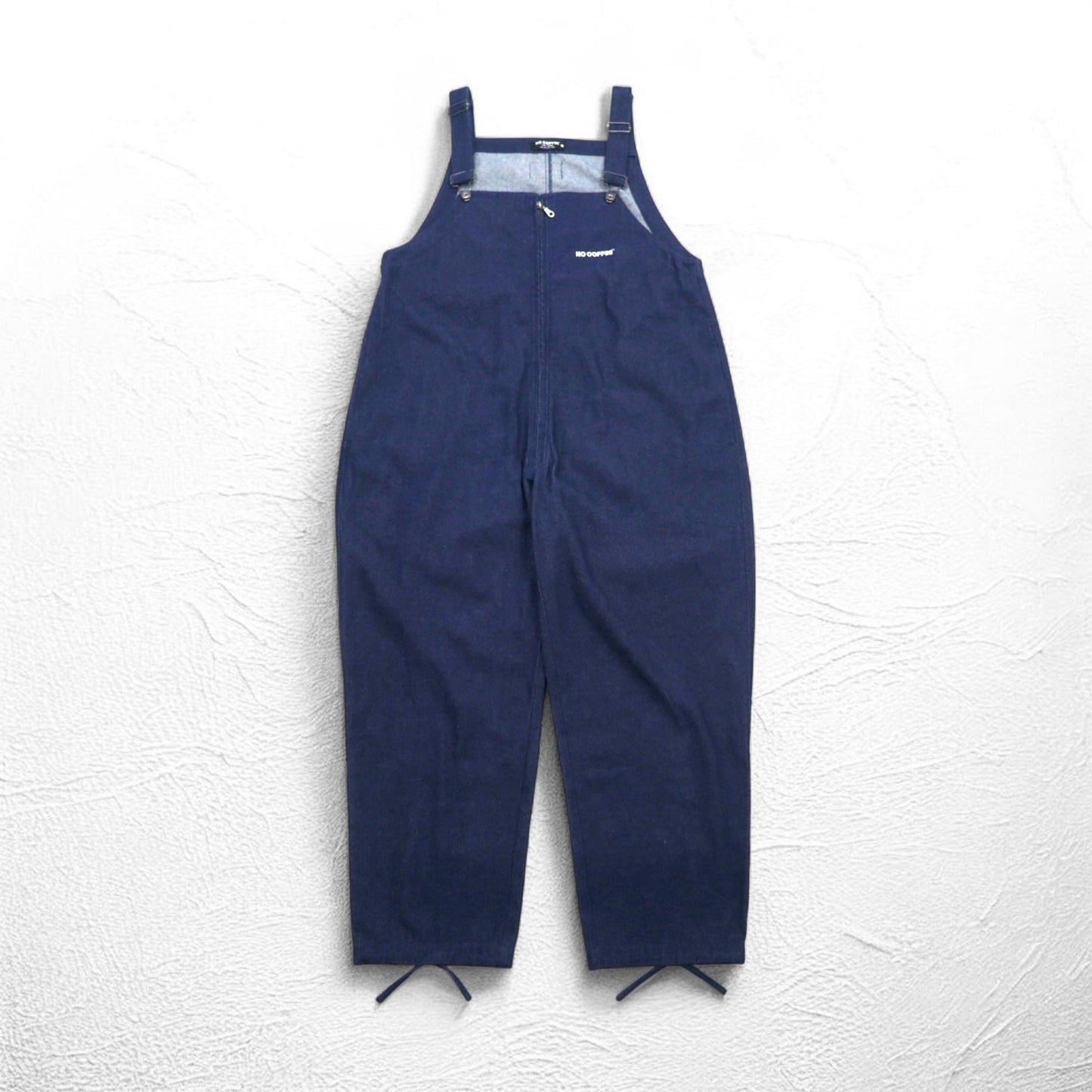 NC BY NO COFFE フロントジップ デニム オーバーオール L インディゴ ブルー 刺繍