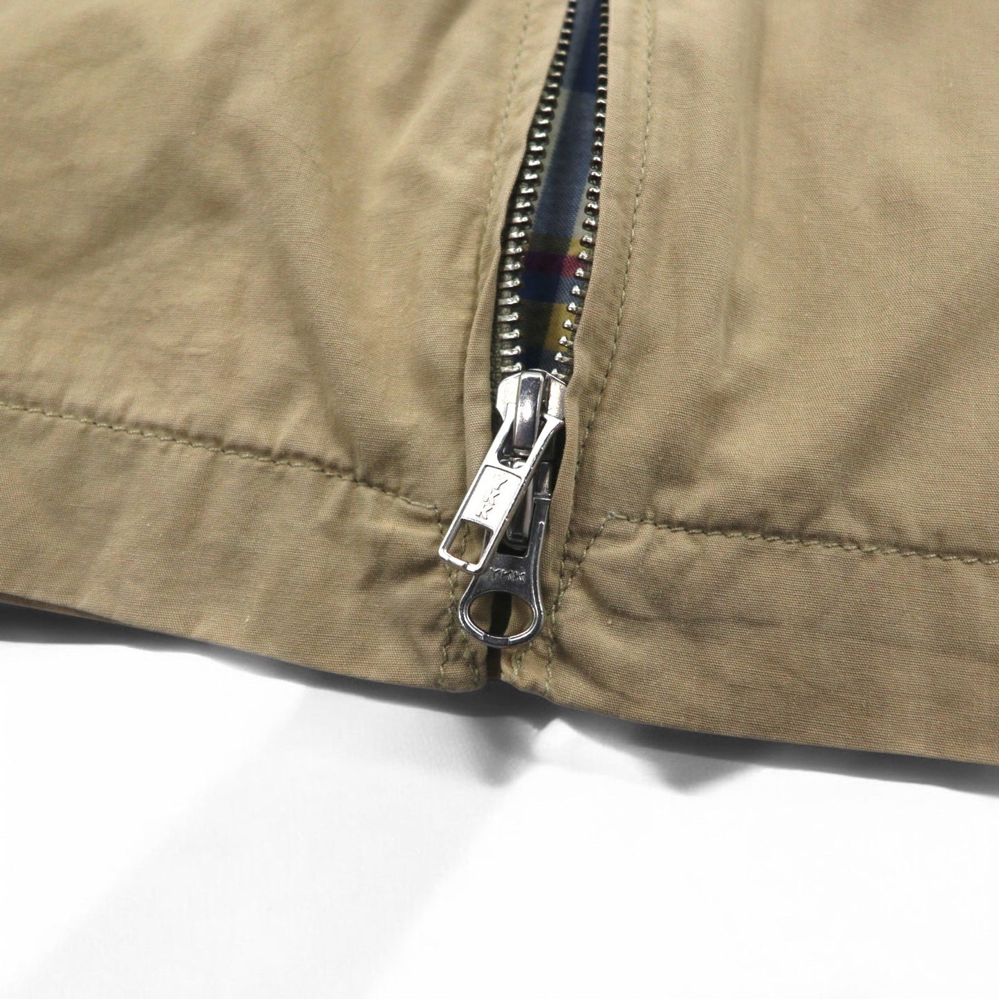 Engineerd Garments USA製 ダブルジップ スウィングトップ ハリントンジャケット S ベージュ コットン