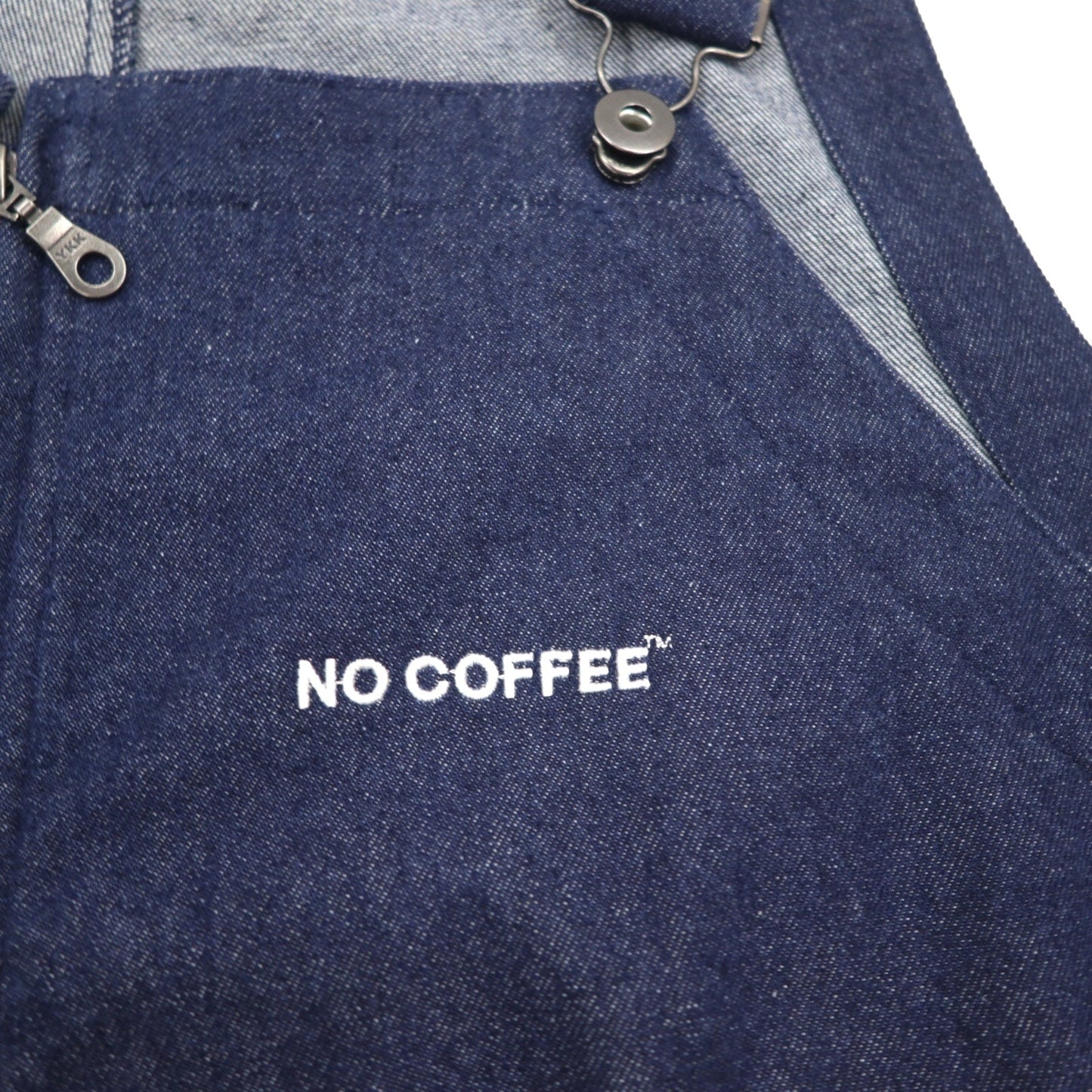 NC BY NO COFFE フロントジップ デニム オーバーオール L インディゴ ブルー 刺繍