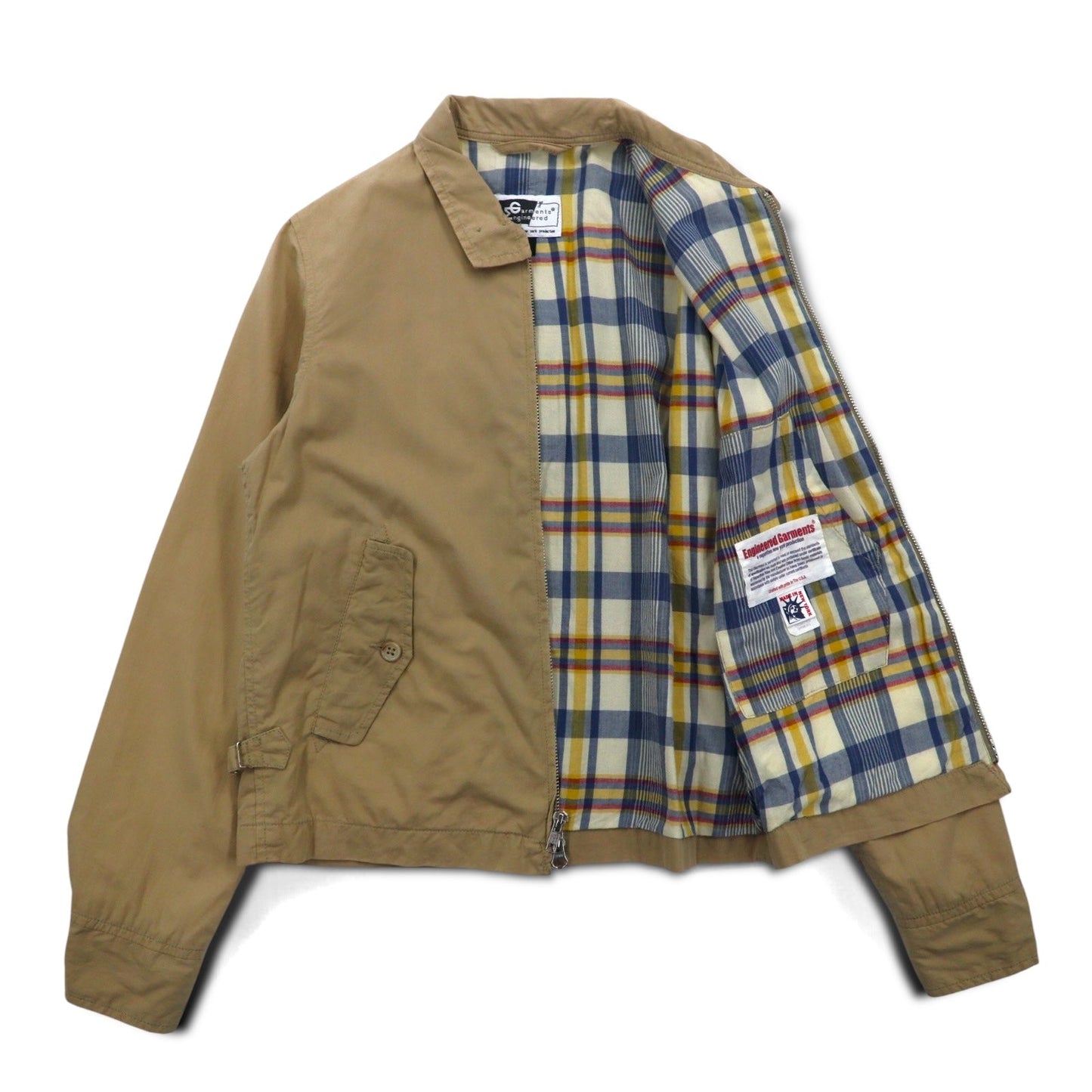 Engineerd Garments USA製 ダブルジップ スウィングトップ ハリントンジャケット S ベージュ コットン