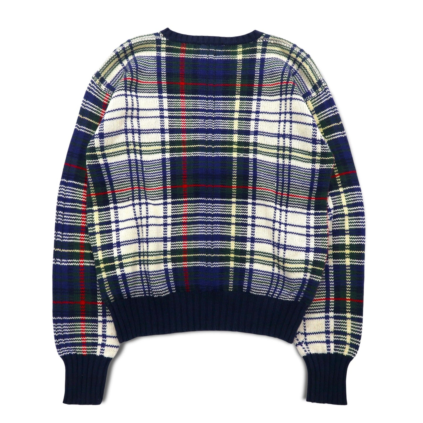 Polo by Ralph Lauren 90年代 コットン ニット セーター L ネイビー タータンチェック