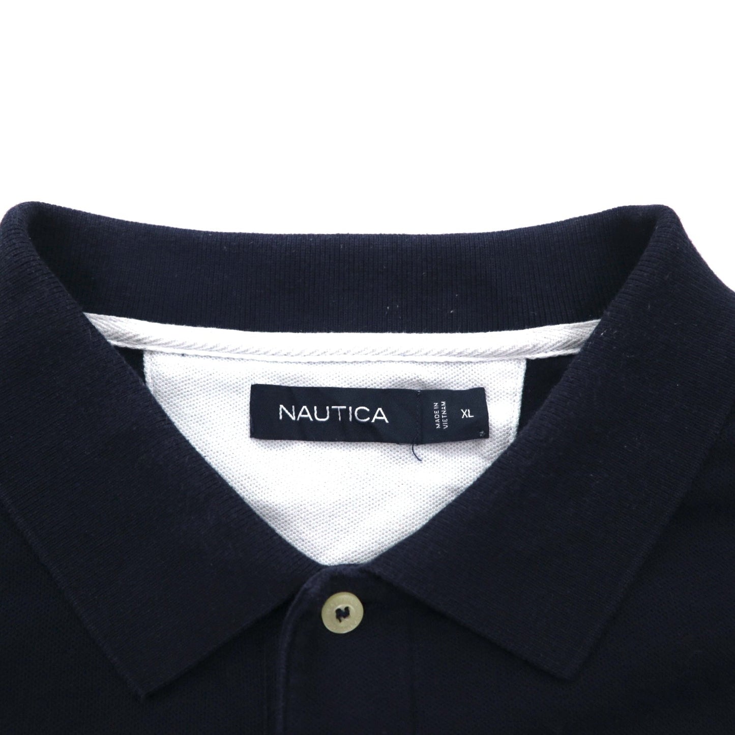 NAUTICA ポロシャツ XL ネイビー コットン 鹿の子 ワンポイントロゴ刺繍