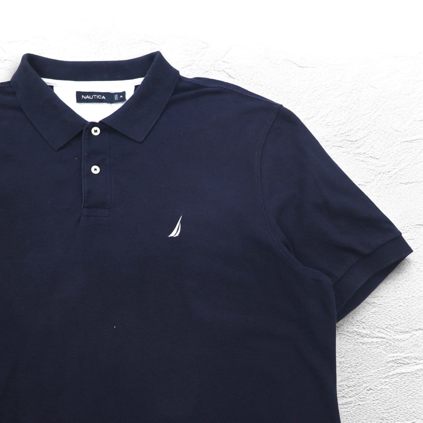 NAUTICA ポロシャツ XL ネイビー コットン 鹿の子 ワンポイントロゴ刺繍