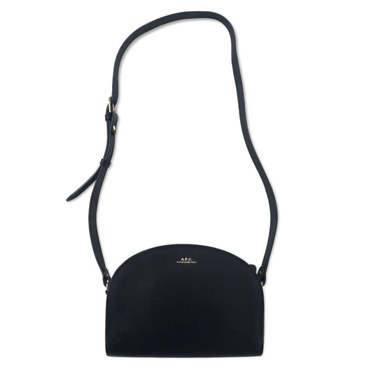 A.P.C. デミルナ ハーフムーン ショルダーバッグ ネイビー Demi Luna レザー 牛革 クロック エンボス ポルトガル製
