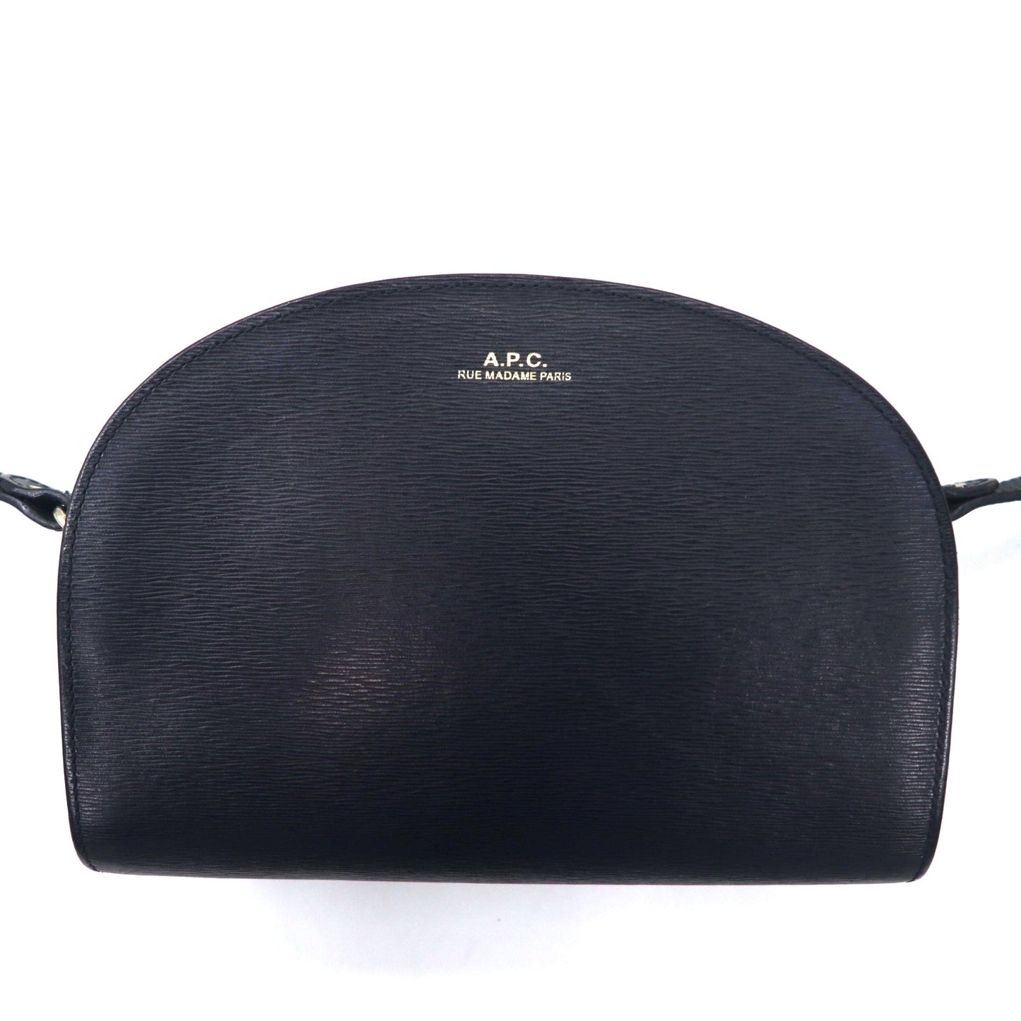 A.P.C. デミルナ ハーフムーン ショルダーバッグ ネイビー Demi Luna レザー 牛革 クロック エンボス ポルトガル製