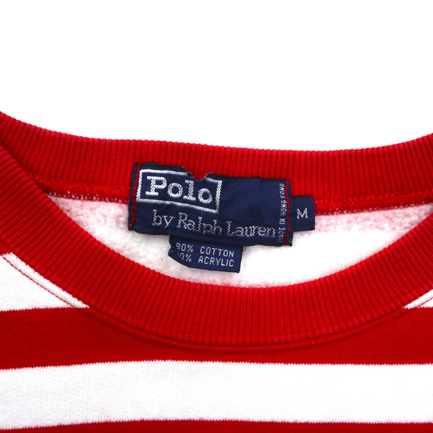 Polo by Ralph Lauren 90年代 クルーネック スウェット M レッド ボーダー 裏起毛 スモールポニー刺繍