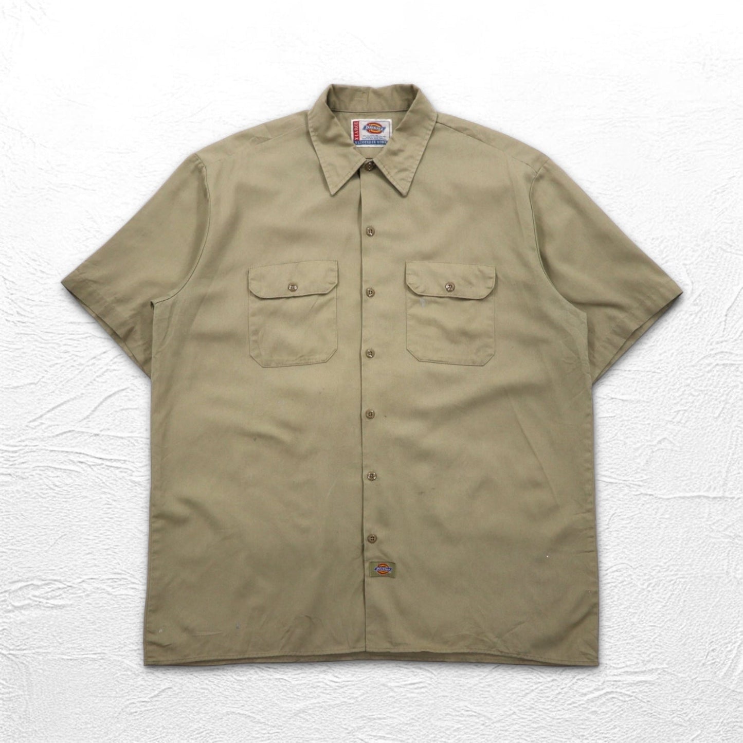 Dickies 半袖 ワークシャツ XL ベージュ ポリエステル コットン 胸ポケット ビッグサイズ ニカラグア製